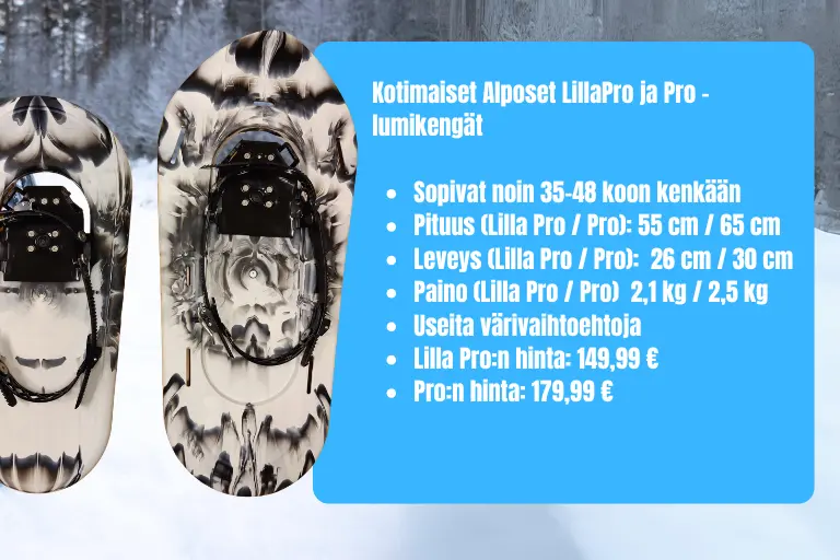 Alposet-lumikengät LillaPro ja Pro Kiven alta! Alposet-lumikengät LillaPro ja Pro Kiven alta!